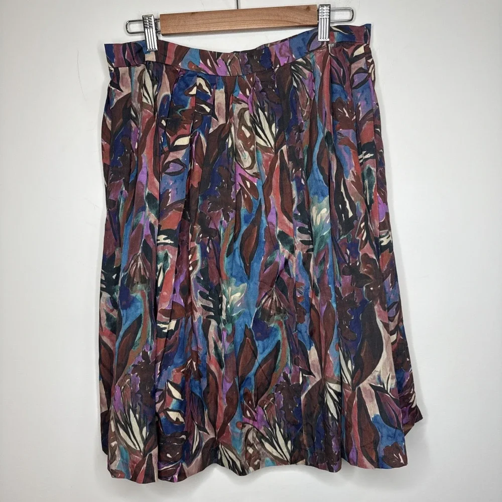 Peruvian Connection Pleated Skirt 10 Fall Dark Fairy Purple Lined Pockets A Line